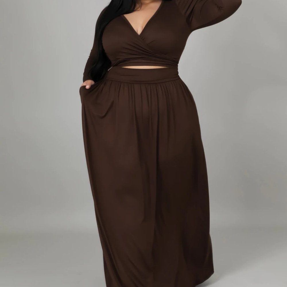 Chocolate Maxi Skirt Set
